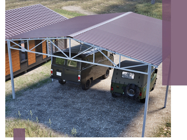 Двускатные навесы под ключ в Щёлкове — изготовление и монтаж